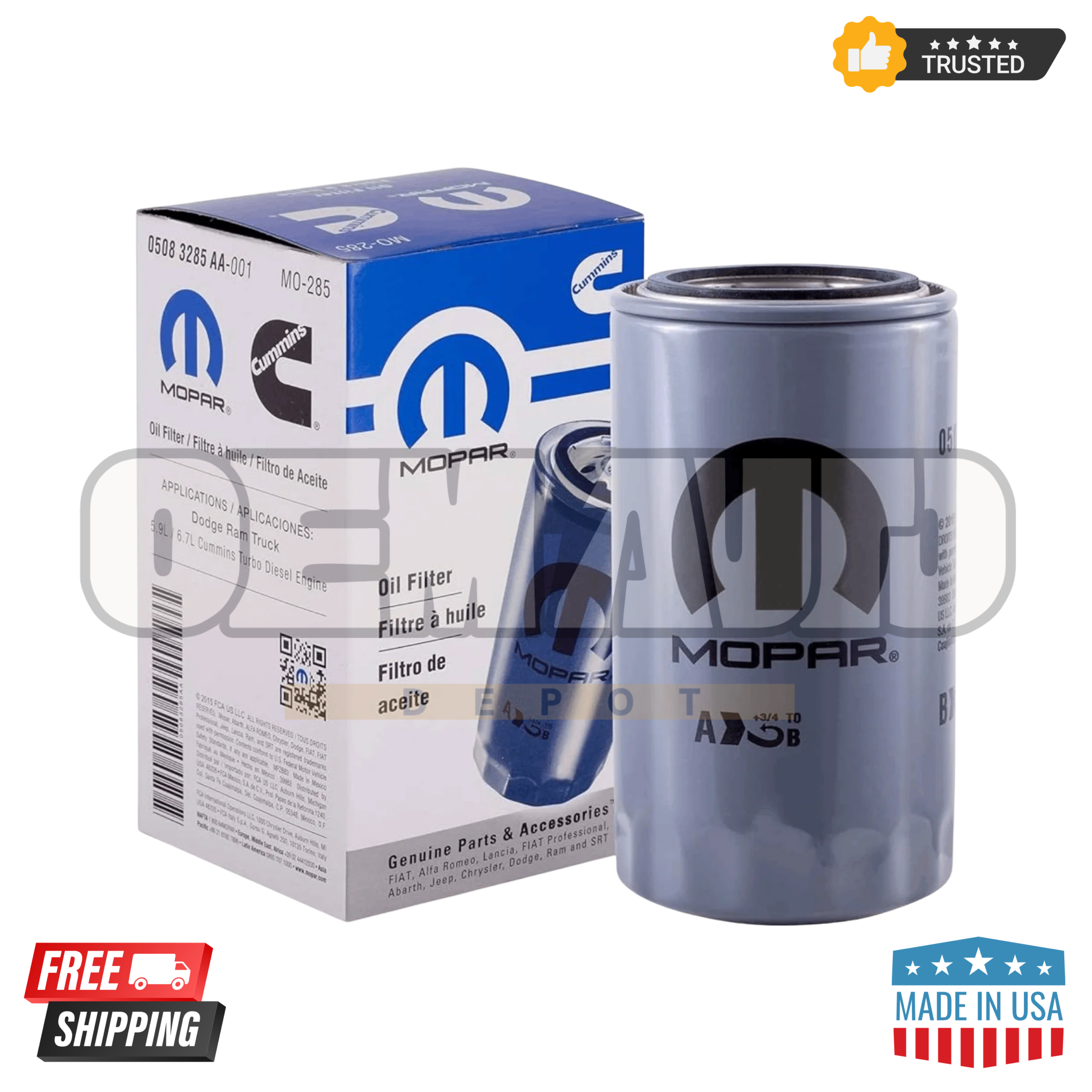 Mopar 6.7/5.9 Cummins 5083285AA Oil filter for 1989-2024 Dodge RAM