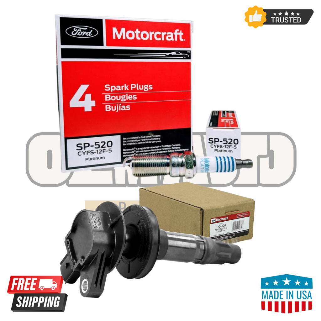 Motorcraft DG520 Ignition Coils & SP520 Spark Plugs – Set of 6 | OEM Ford Replacement