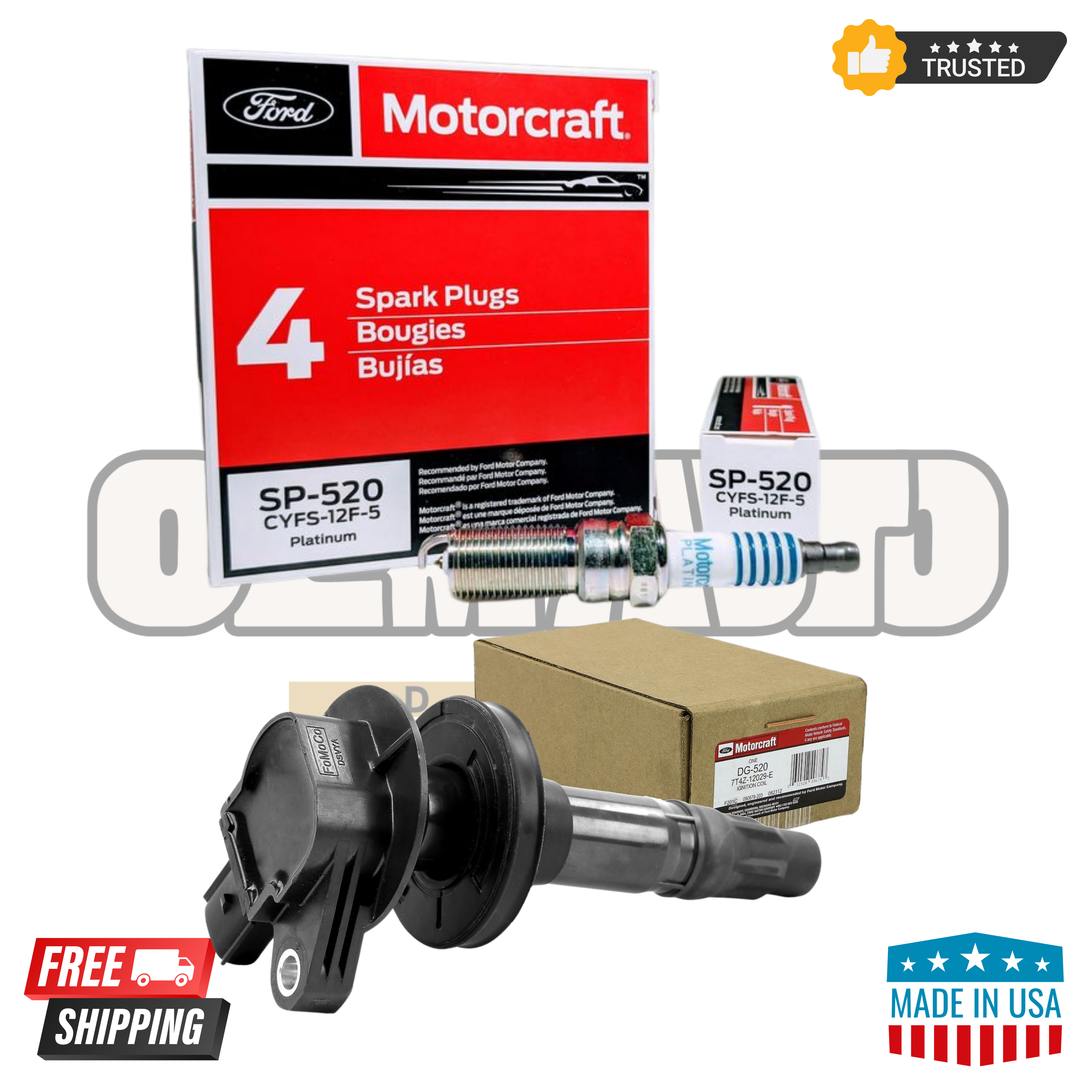 Motorcraft DG520 Ignition Coils & SP520 Spark Plugs – Set of 6 | OEM Ford Replacement