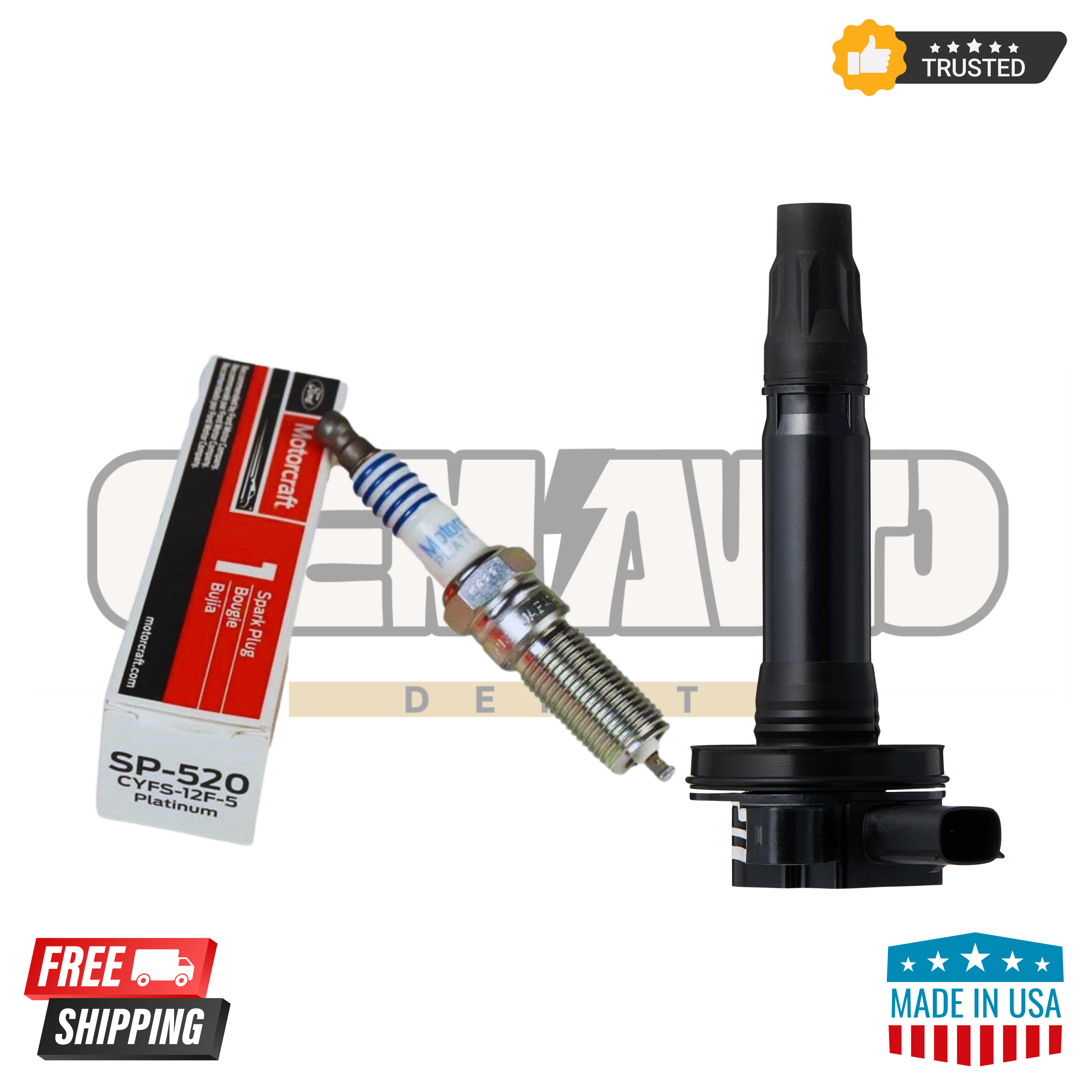 Motorcraft DG520 Ignition Coils & SP520 Spark Plugs – Set of 6 | OEM Ford Replacement