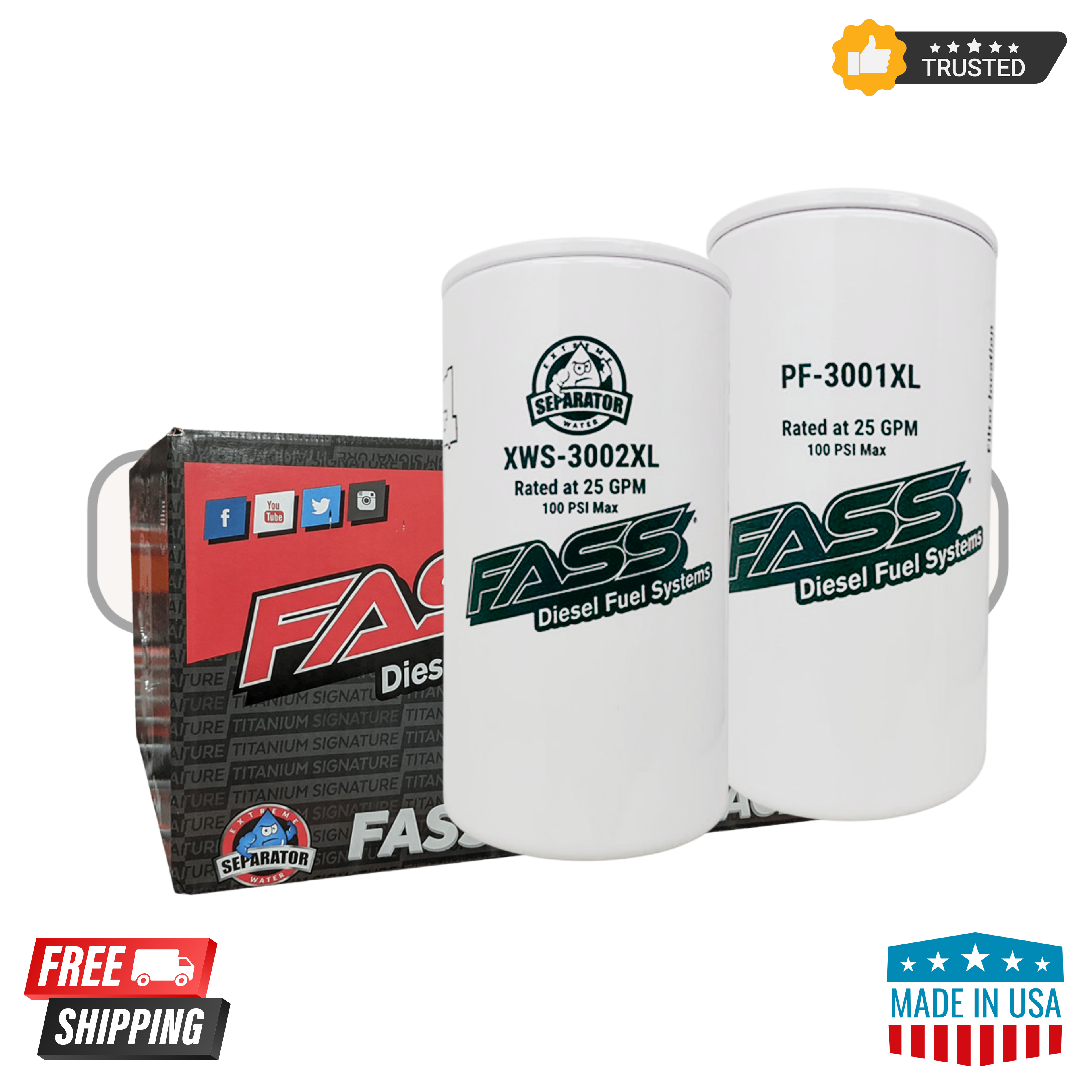 FASS XWS-3002XL & PF-3001XL Fuel Filter Bundle