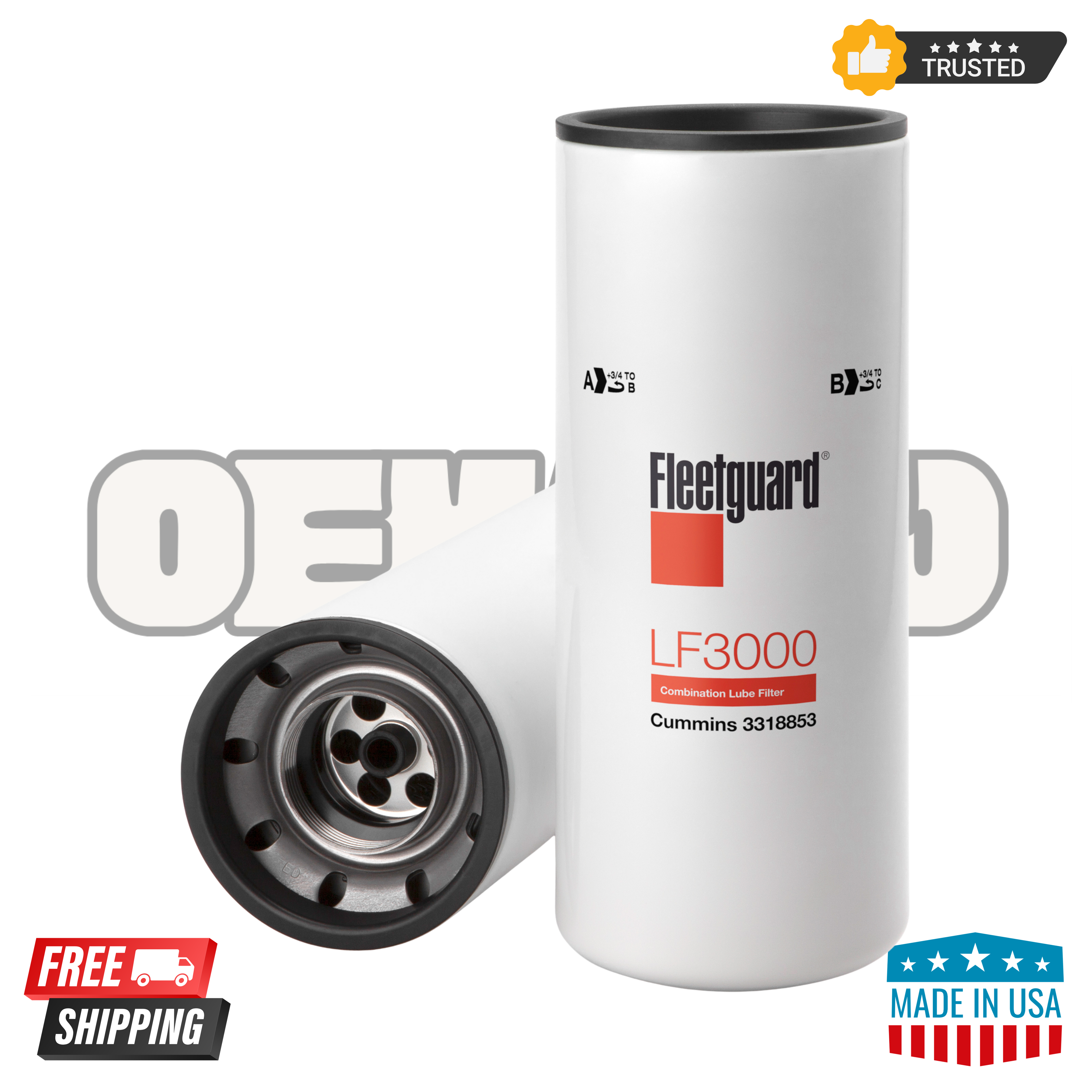 Fleetguard Lube Filter LF3000 Fuel Oil OEM Fleet Guard OEM Pack of 6