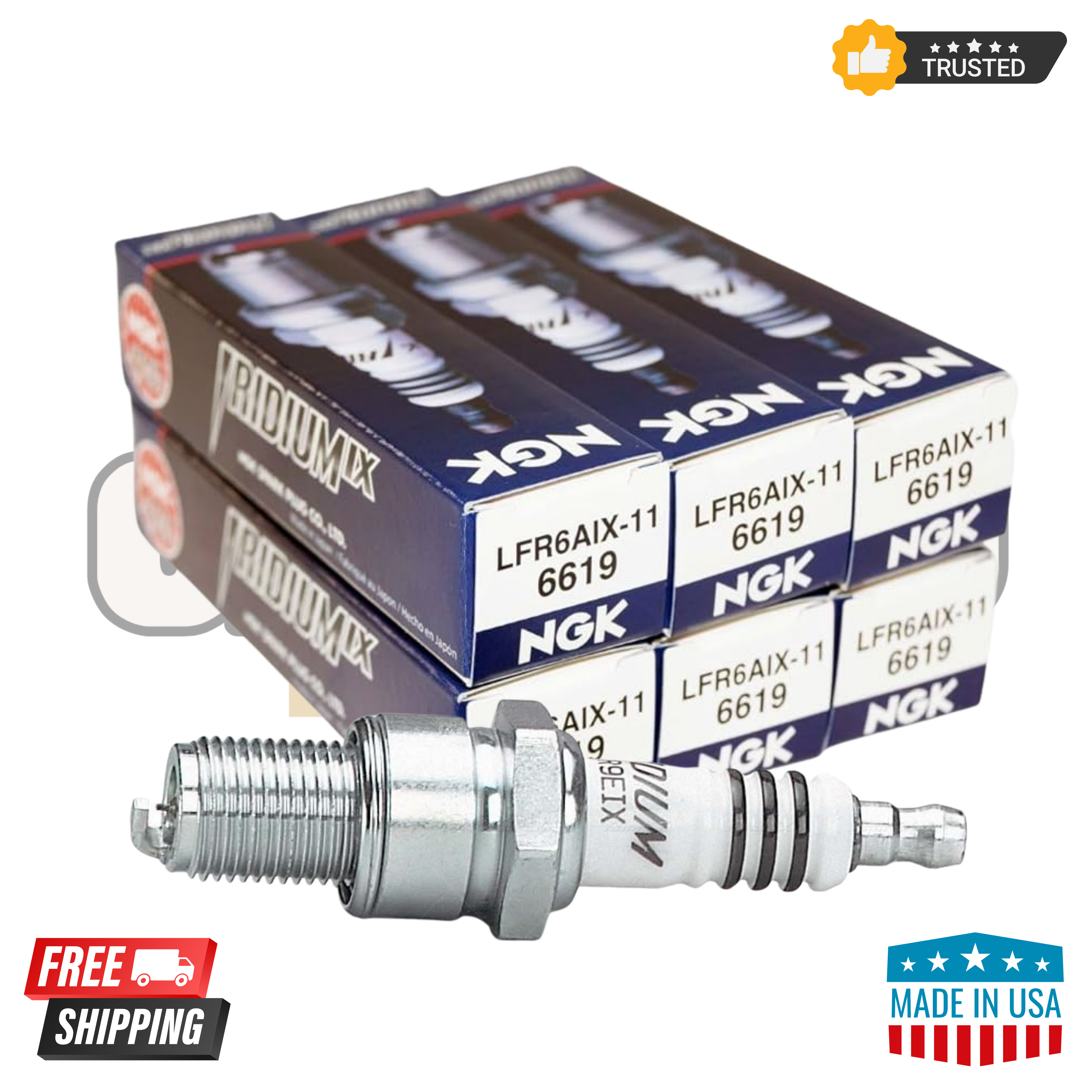 NGK LFR6AIX-11 6619 Iridium IX Spark Plugs – Pack of 6 | OEM Replacement