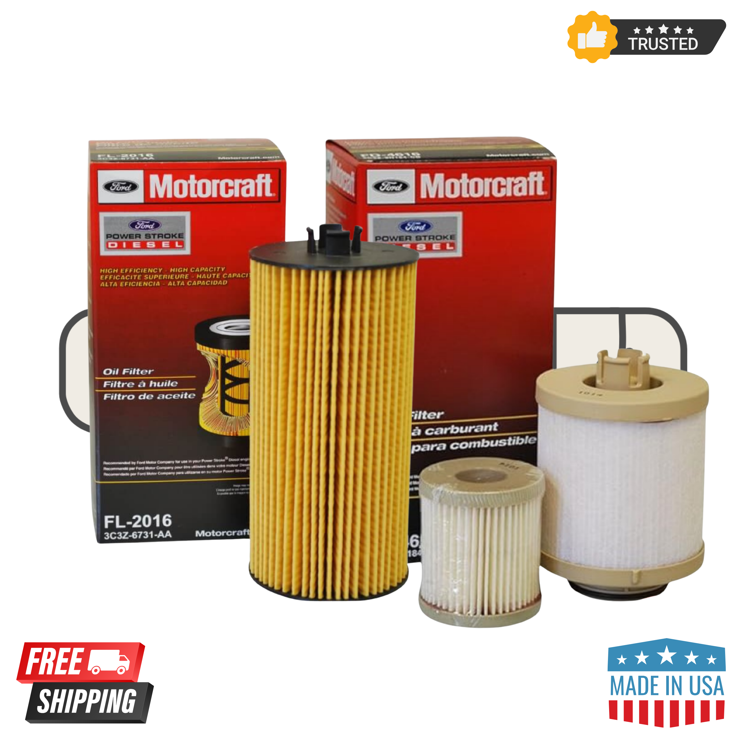 Motorcraft FL2016 Oil Filter & FD4616 Fuel Filter Set | Genuine Ford OEM