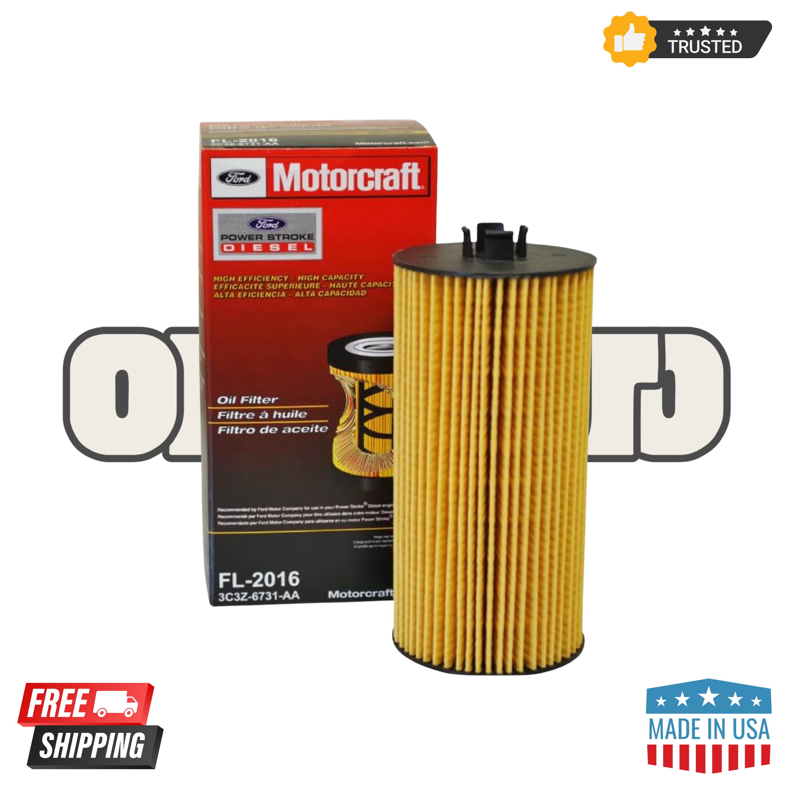 Motorcraft FL2016 Engine Oil Filter 3C3Z6731AA 2003-10 Fits Ford 6.0/6.4L Diesel