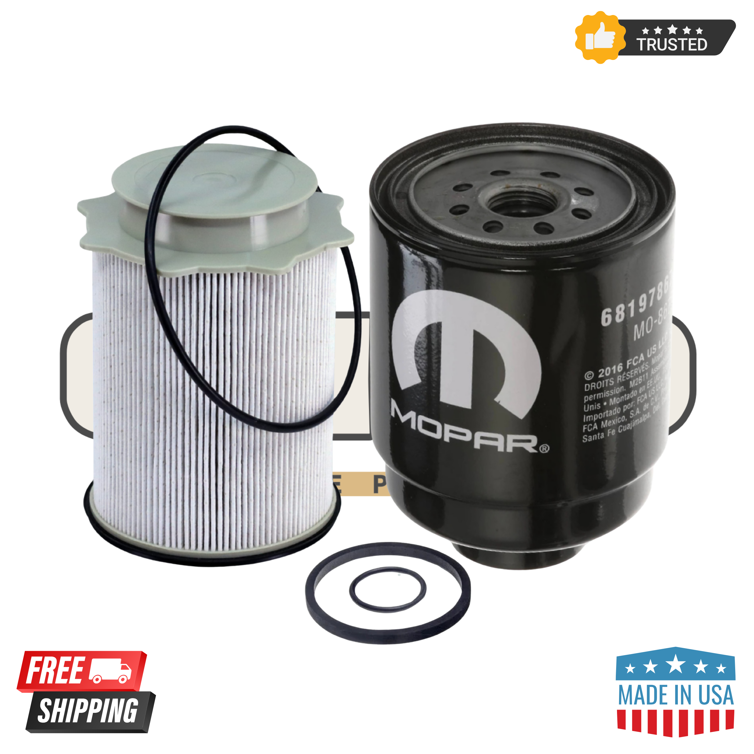 Mopar Oil Fuel Filter Set 68197867AB, 68157291AA (MO-867, MO-291) 6.7L Cummins for 2013-2018 Dodge Ram 2500-5500