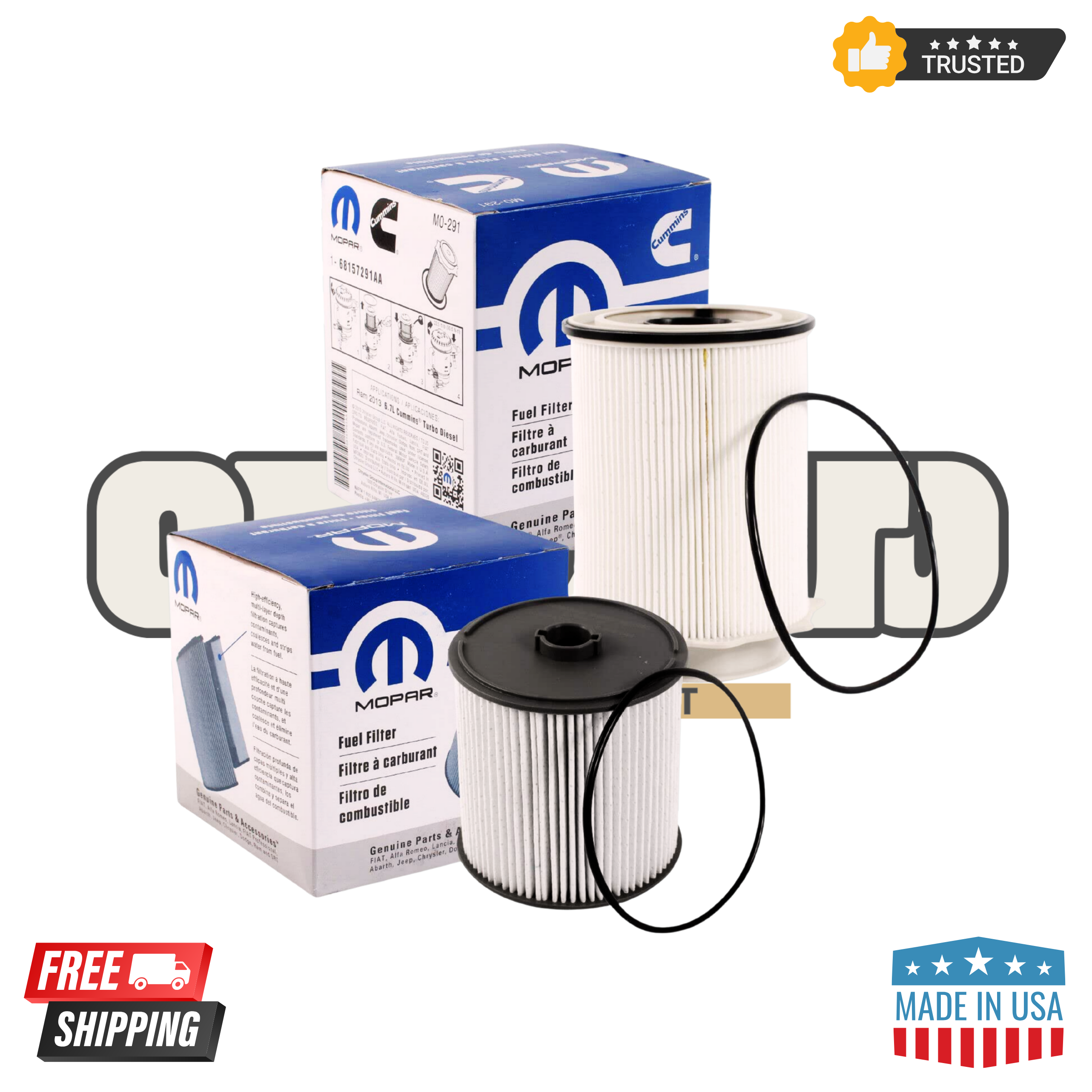 2019-2024 Dodge Ram 2500-5500 6.7L Mopar fuel filters 68157291AA, 68436631AA kit OEM
