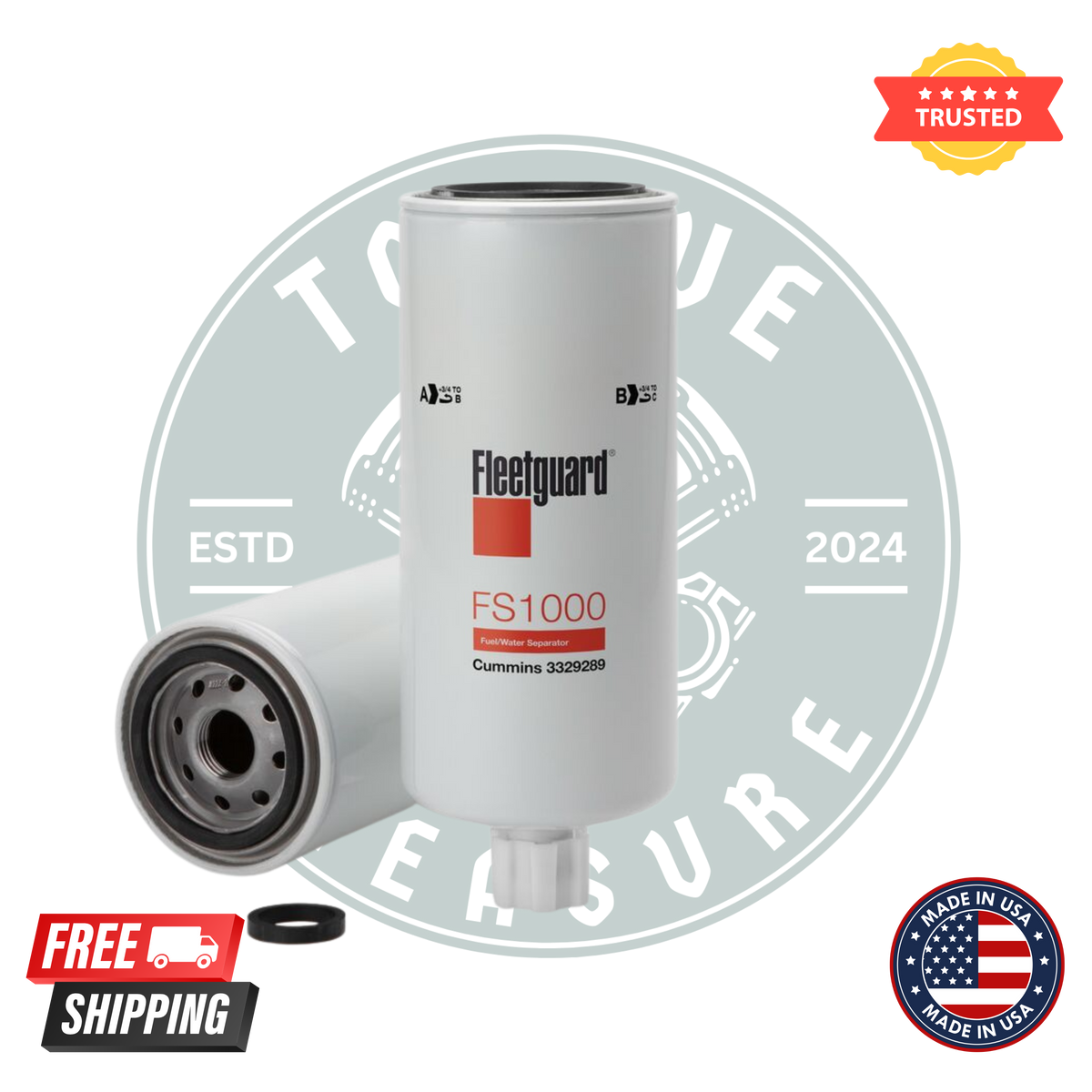 Fleetguard FS1000 Fuel Filter Water Separator Spin-On For Cummins 3329 ...