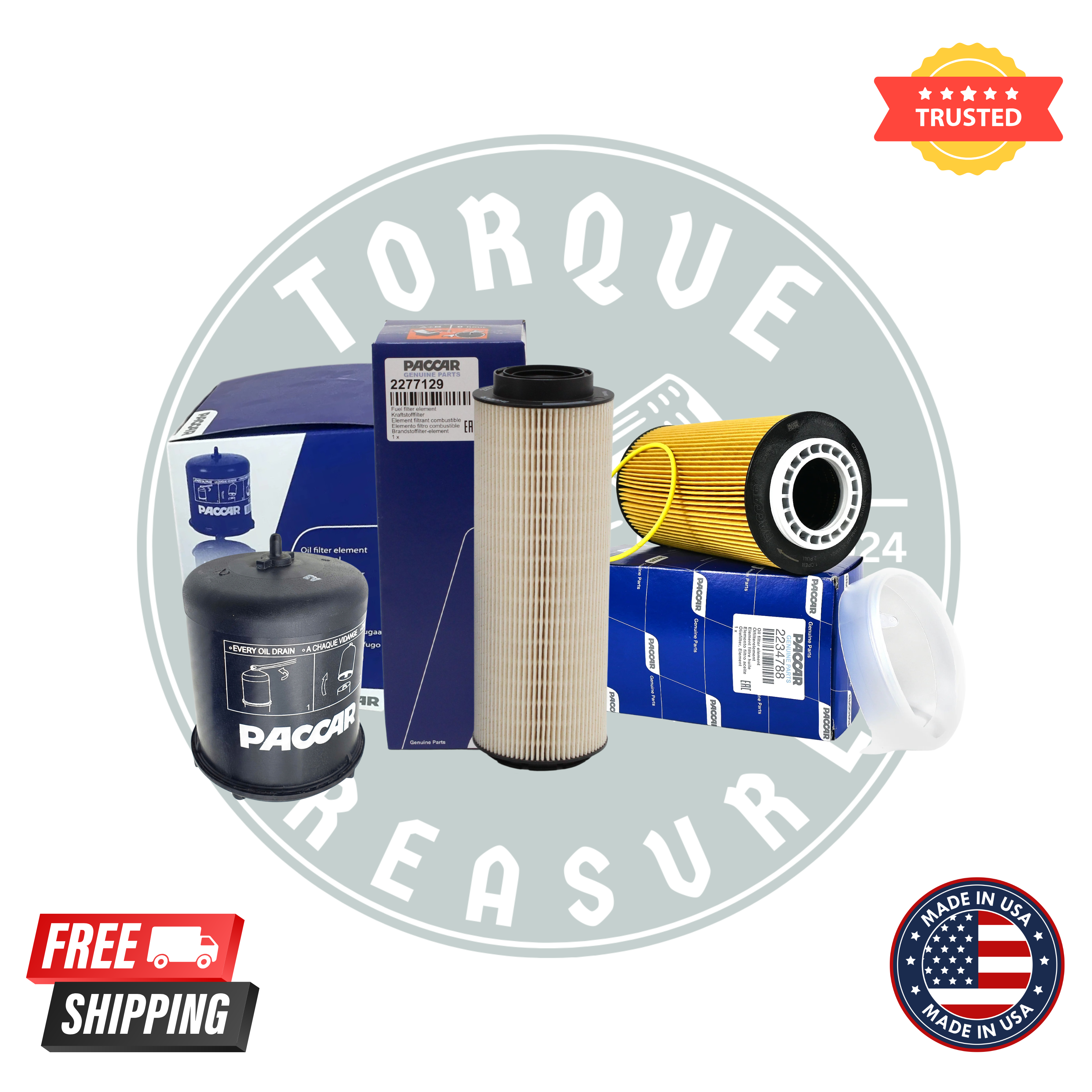 Paccar Fuel Oil & Water Separator Filters Bundle 2277129 1922496 2234788