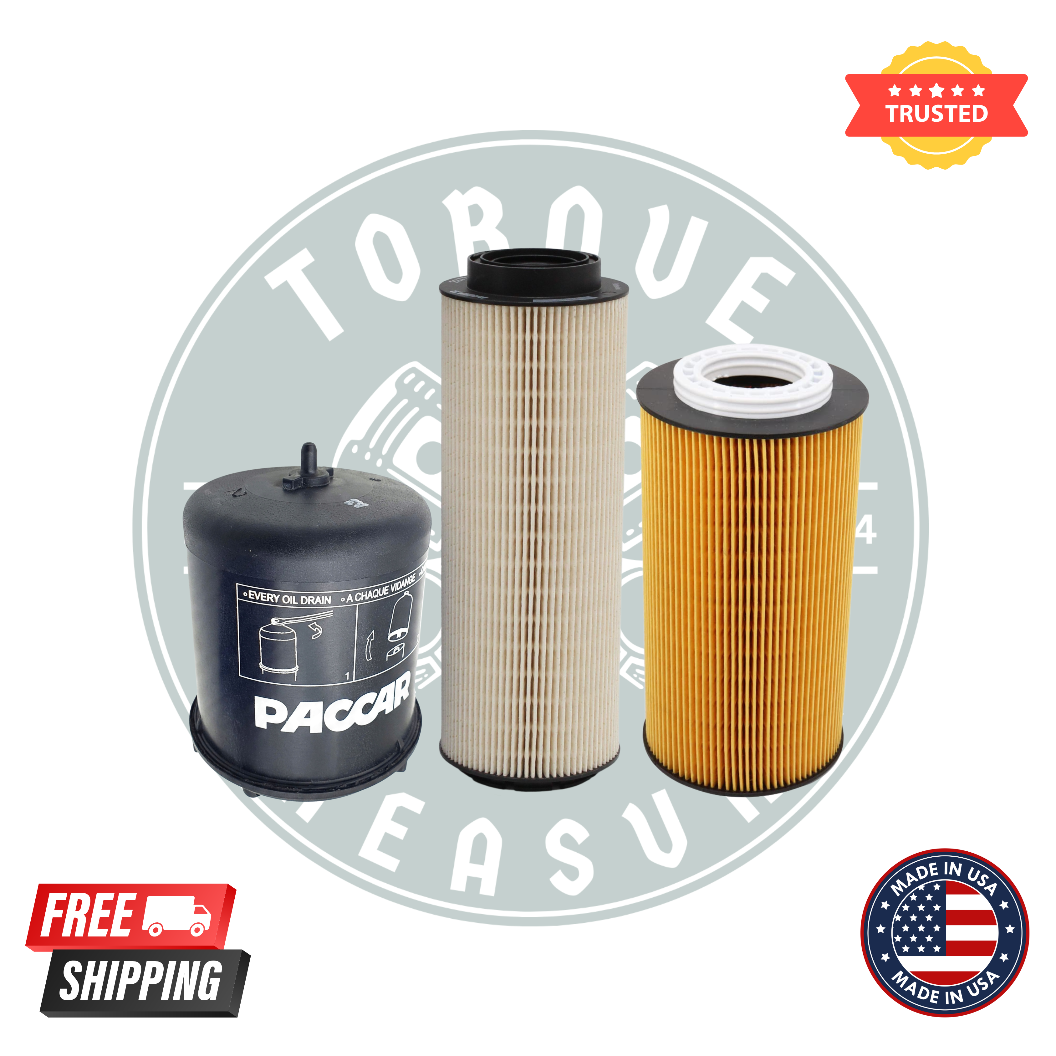 Paccar Fuel Oil & Water Separator Filters Bundle 2277129 1922496 2234788